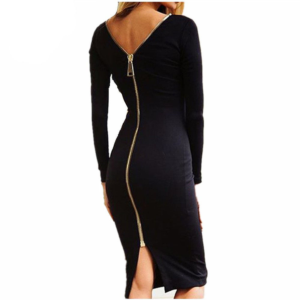 Dress with gold zipper down back best sale