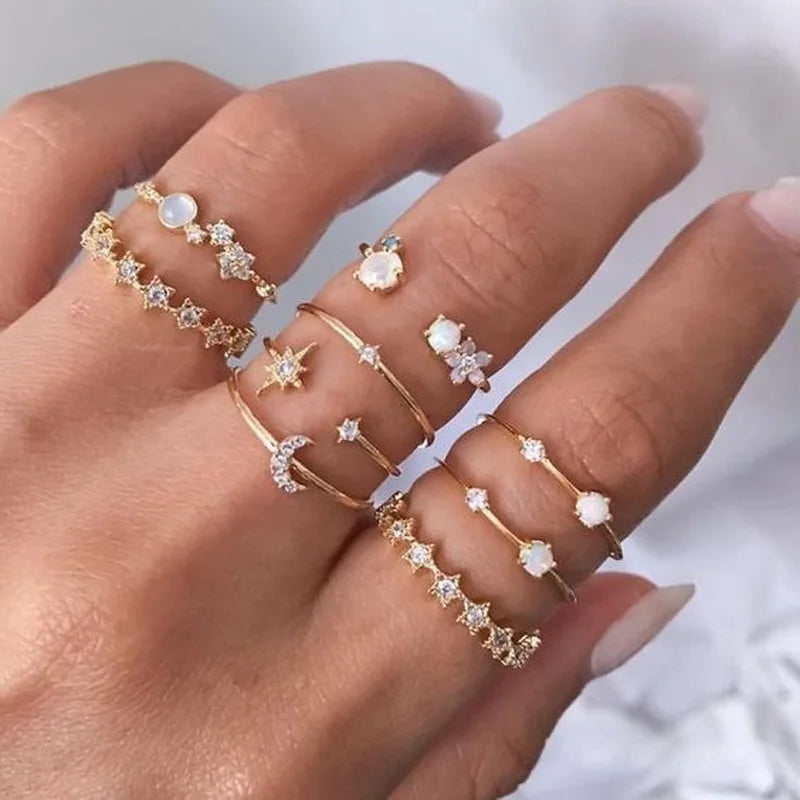 Fashion Hollow Heart Butterfly Ring Set For Women Shining Crystal Cross Finger Rings Charm Party Wedding Jewelry Gift-Dollar Bargains Online Shopping Australia