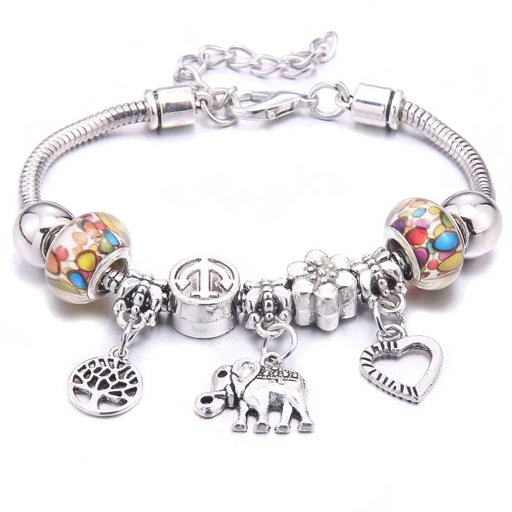 dragonfly owl Shape Crystal Charm Bracelets Beads Bracelet Women DIY Beads Brand Bracelets & Bangles Jewelry Gift-Dollar Bargains Online Shopping Australia