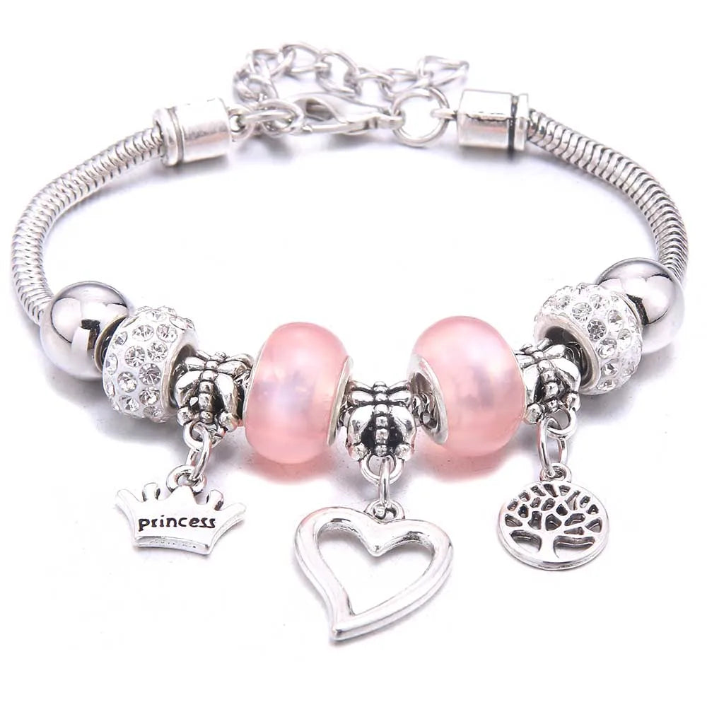 Charm Bracelet & Bangles Jewelry white butterfly Crown Beads Bracelets Brands Bracelets Fit Women Girl Friendship Gift-Dollar Bargains Online Shopping Australia