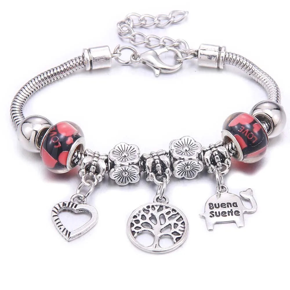 dragonfly owl Shape Crystal Charm Bracelets Beads Bracelet Women DIY Beads Brand Bracelets & Bangles Jewelry Gift-Dollar Bargains Online Shopping Australia