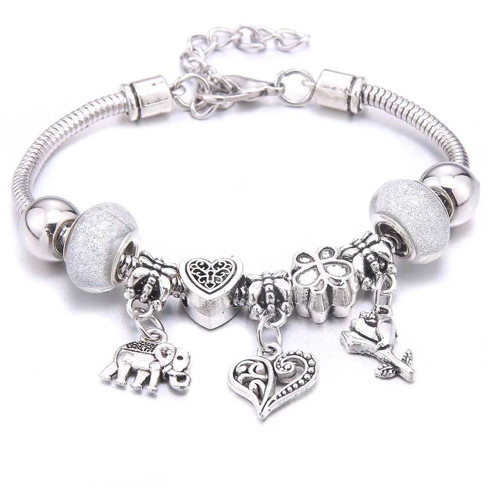 Charm Bracelet & Bangles Jewelry white butterfly Crown Beads Bracelets Brands Bracelets Fit Women Girl Friendship Gift-Dollar Bargains Online Shopping Australia