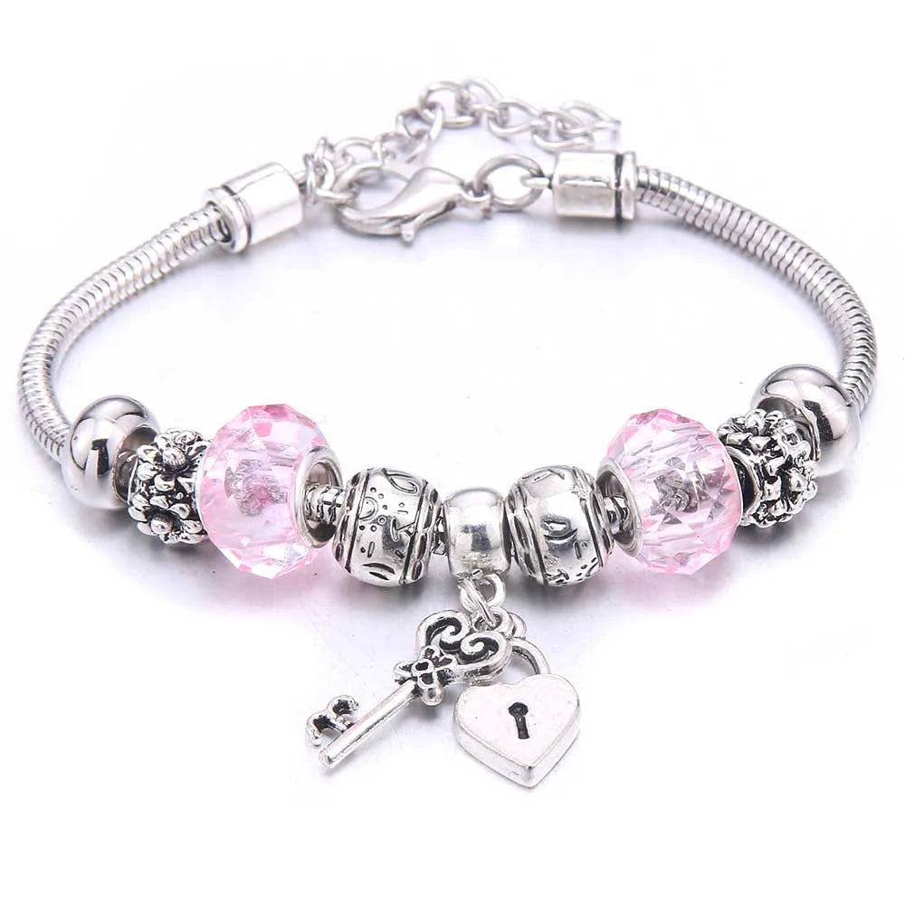 Charm Bracelet & Bangles Jewelry white butterfly Crown Beads Bracelets Brands Bracelets Fit Women Girl Friendship Gift-Dollar Bargains Online Shopping Australia