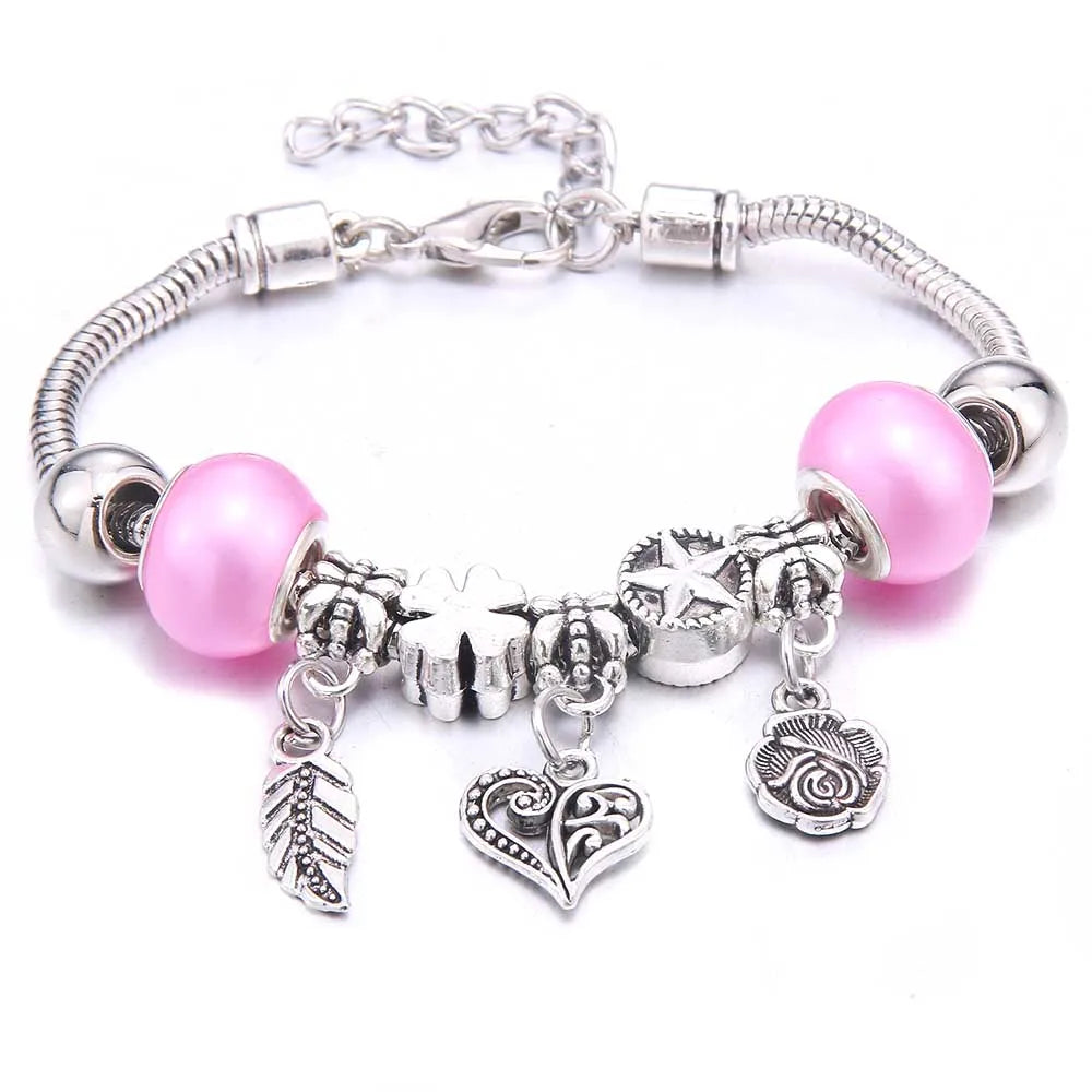 Charm Bracelet & Bangles Jewelry white butterfly Crown Beads Bracelets Brands Bracelets Fit Women Girl Friendship Gift-Dollar Bargains Online Shopping Australia