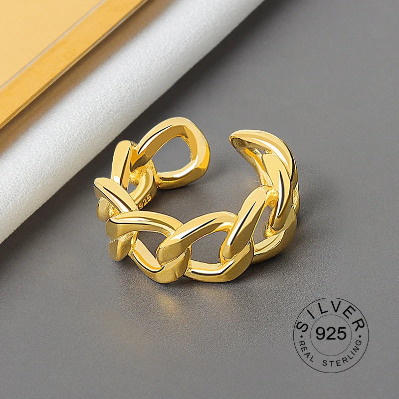 Silver Open Ring Women Niche Irregular Wave Sand Surface Wide Noodle Original Party Birthday Gift-Dollar Bargains Online Shopping Australia