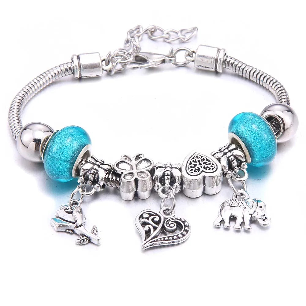 Charm Bracelet & Bangles Jewelry white butterfly Crown Beads Bracelets Brands Bracelets Fit Women Girl Friendship Gift-Dollar Bargains Online Shopping Australia