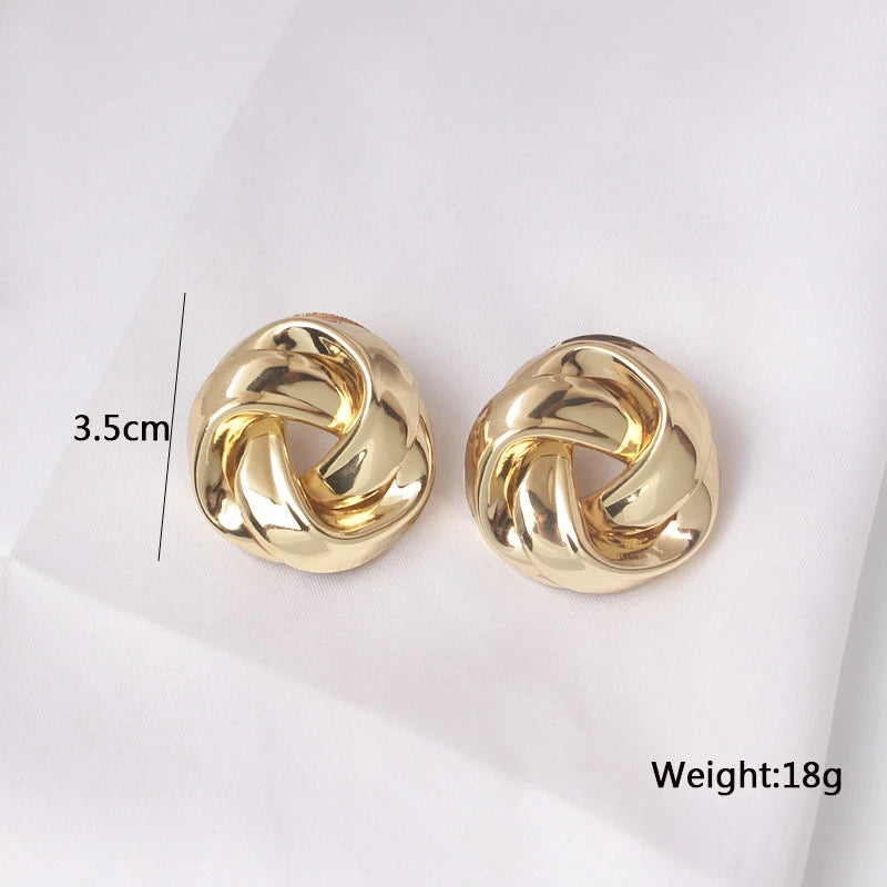 Big Vintage Metal Twisted Stud Earrings For Women Charm Gold Color Maxi Statement Spiral Whirlpool Earrings Jewelry-Dollar Bargains Online Shopping Australia