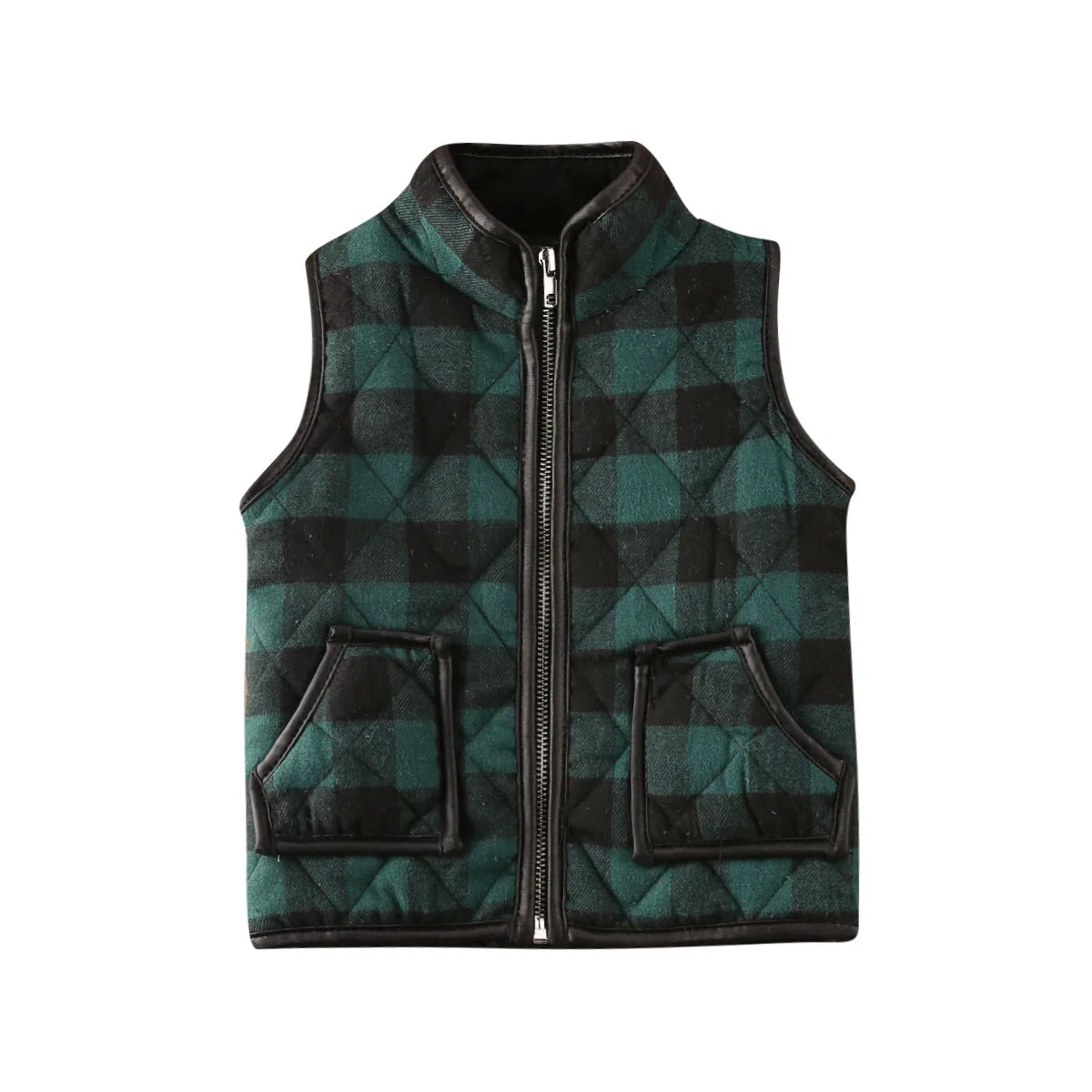 Kids Girl Plaid Cotton Vests Winter Warm Jacket Waistcoat Baby Zipper Coat Fall Outwear-Dollar Bargains Online Shopping Australia