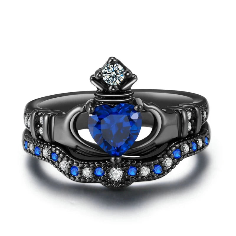 Charm Couple Ring Men's Stainless Steel Celtic Dragon Ring Blue Zircon Women's Ring Sets Valentine's Day Wedding Band Jewelry-Dollar Bargains Online Shopping Australia