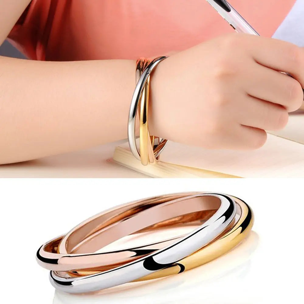 Women Gifts Bracelet Chains Stainless Steel 3 Color Set Bracelets Bangles Accessory Bracelets-Dollar Bargains Online Shopping Australia