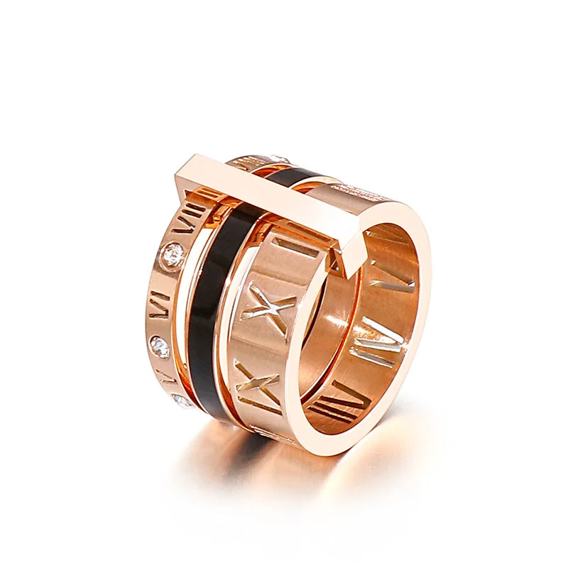 Roman Numerals Engagement Wedding Rings For Women Stainless Steel S Rose Gold Color Ladies Luxury Ring Bohemian Jewellery-Dollar Bargains Online Shopping Australia