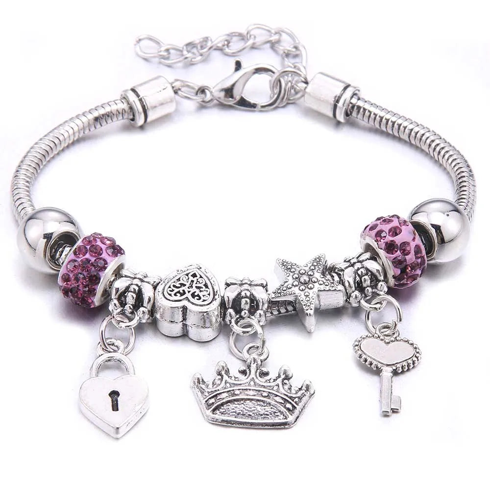 dragonfly owl Shape Crystal Charm Bracelets Beads Bracelet Women DIY Beads Brand Bracelets & Bangles Jewelry Gift-Dollar Bargains Online Shopping Australia