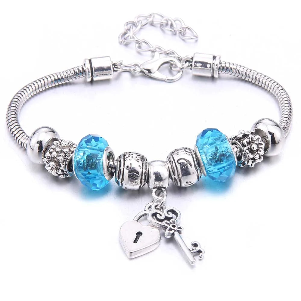 Charm Bracelet & Bangles Jewelry white butterfly Crown Beads Bracelets Brands Bracelets Fit Women Girl Friendship Gift-Dollar Bargains Online Shopping Australia