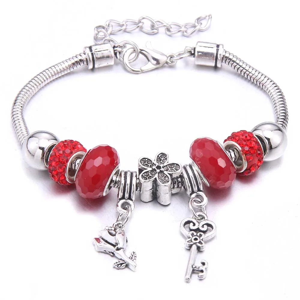 Charm Bracelet & Bangles Jewelry white butterfly Crown Beads Bracelets Brands Bracelets Fit Women Girl Friendship Gift-Dollar Bargains Online Shopping Australia