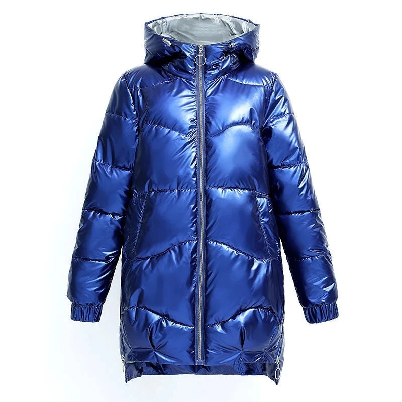 Winter Jacket Parkas Women Glossy Down Cotton Jacket Hooded Parka Warm Female Cotton Padded Jacket Casual Outwear-Dollar Bargains Online Shopping Australia