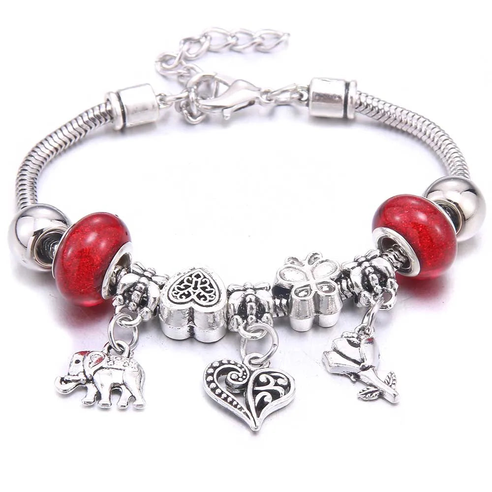 Charm Bracelet & Bangles Jewelry white butterfly Crown Beads Bracelets Brands Bracelets Fit Women Girl Friendship Gift-Dollar Bargains Online Shopping Australia