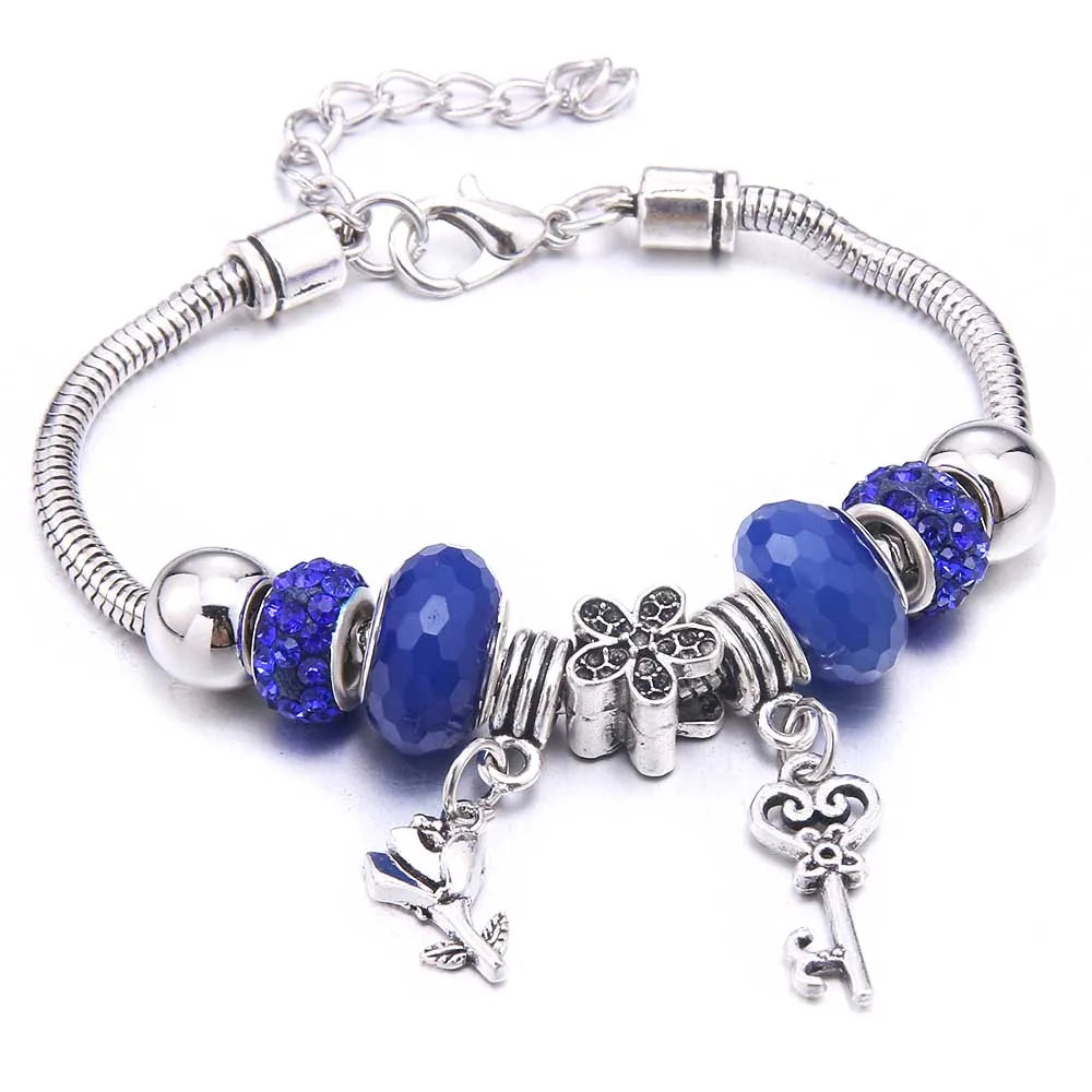 Charm Bracelet & Bangles Jewelry white butterfly Crown Beads Bracelets Brands Bracelets Fit Women Girl Friendship Gift-Dollar Bargains Online Shopping Australia