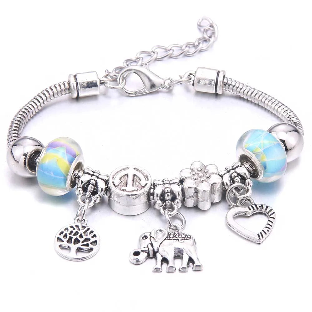 dragonfly owl Shape Crystal Charm Bracelets Beads Bracelet Women DIY Beads Brand Bracelets & Bangles Jewelry Gift-Dollar Bargains Online Shopping Australia