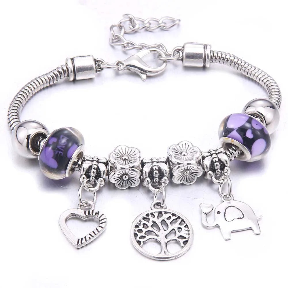 dragonfly owl Shape Crystal Charm Bracelets Beads Bracelet Women DIY Beads Brand Bracelets & Bangles Jewelry Gift-Dollar Bargains Online Shopping Australia