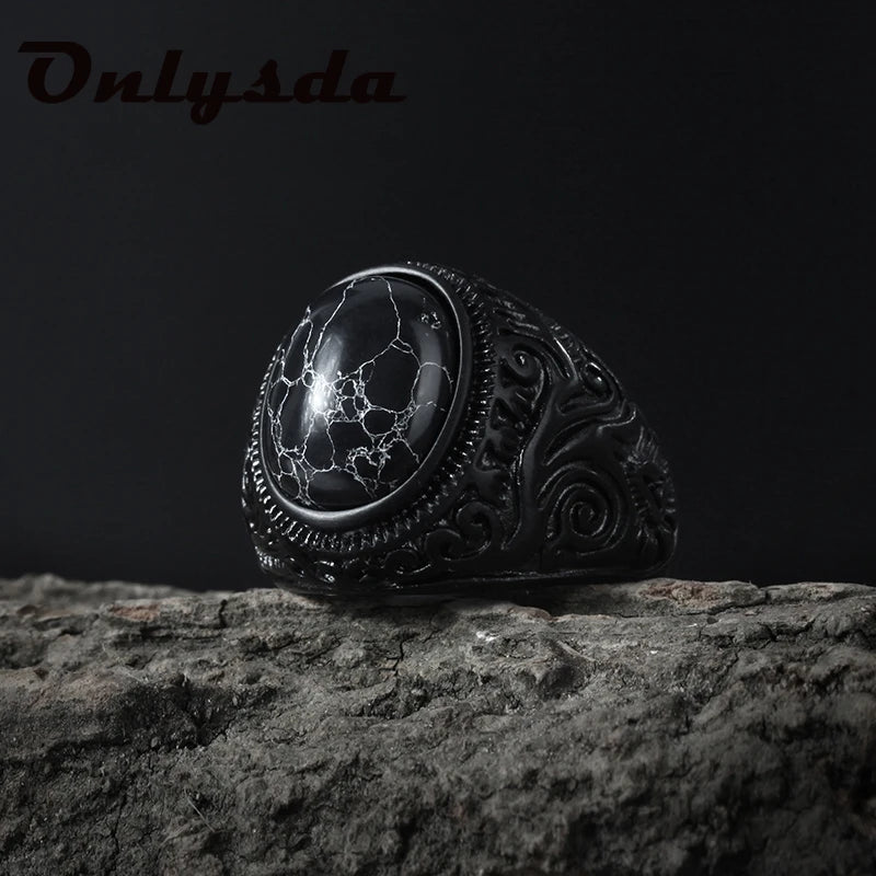 Stainless Steel Jewelry Ring Men Black Stone Rings Charm Fashion Male Women Finger Band Engagement Wedding Gift-Dollar Bargains Online Shopping Australia