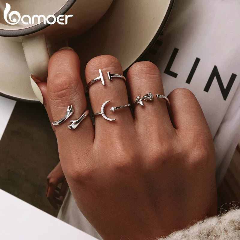 925 Sterling Silver Simple Minimalist Open Adjustable Finger Rings for Women Fashion Band Female-Dollar Bargains Online Shopping Australia