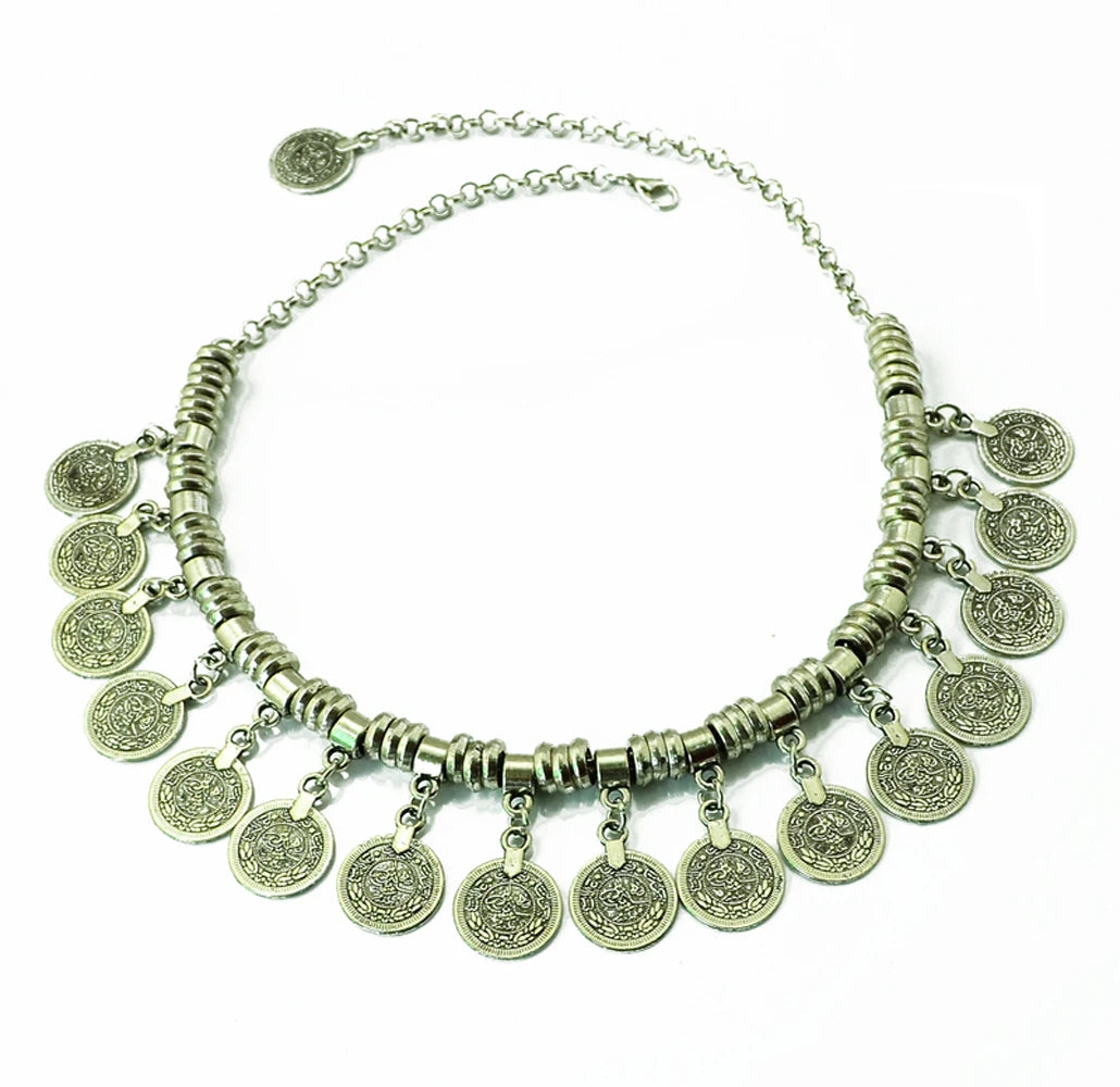 Boho Vintage Ethnic Metal Coins Necklace for Women Gypsy Choker Collar Statement Necklaces Afghan Turkish Maxi Festival Jewelry-Dollar Bargains Online Shopping Australia