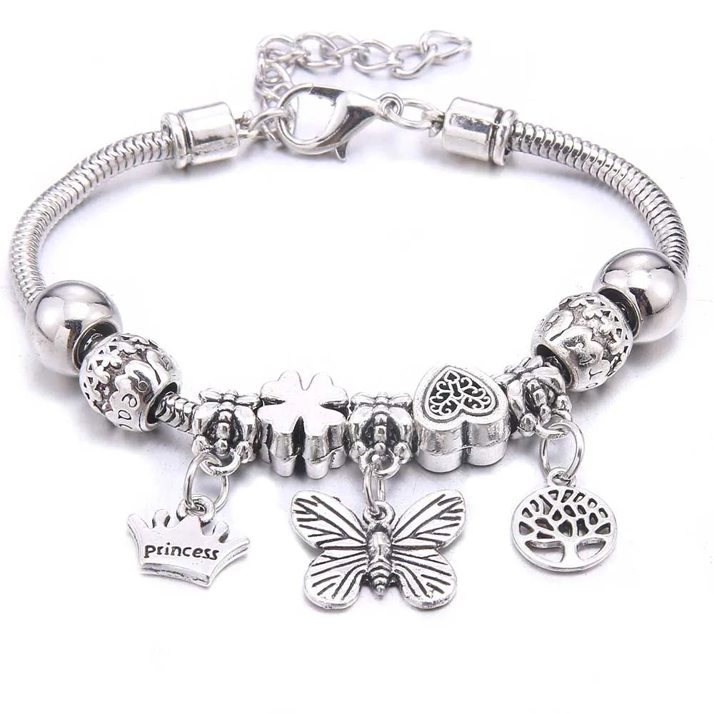 dragonfly owl Shape Crystal Charm Bracelets Beads Bracelet Women DIY Beads Brand Bracelets & Bangles Jewelry Gift-Dollar Bargains Online Shopping Australia