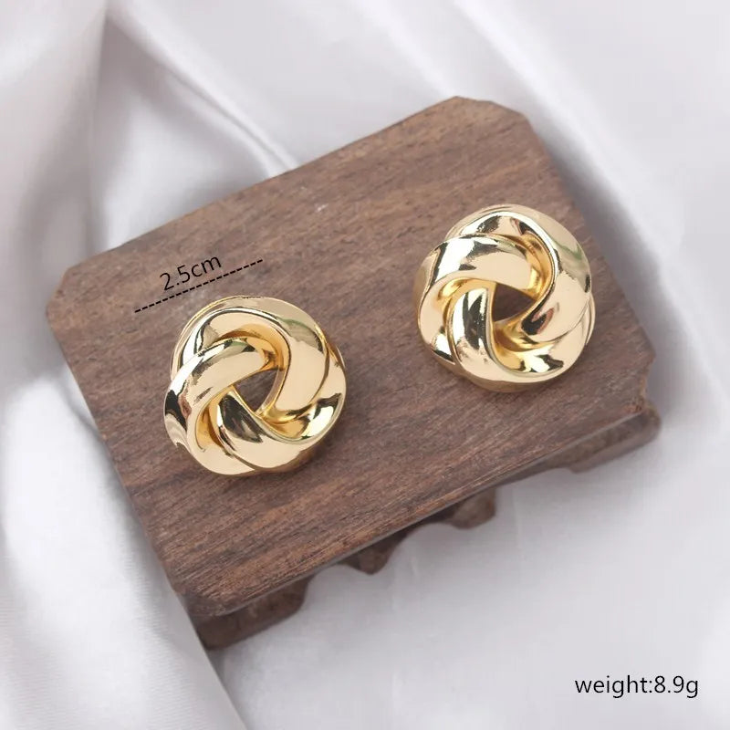 Big Vintage Metal Twisted Stud Earrings For Women Charm Gold Color Maxi Statement Spiral Whirlpool Earrings Jewelry-Dollar Bargains Online Shopping Australia