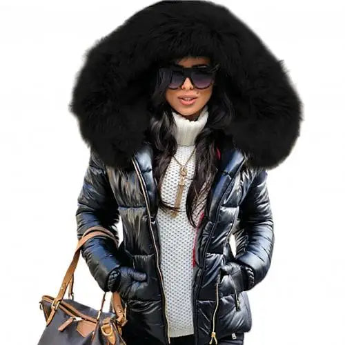 Winter Down Clothes Faux Fur Hood Zipper Pocket Warm Parkas Jackets Woman Outdoor-Dollar Bargains Online Shopping Australia