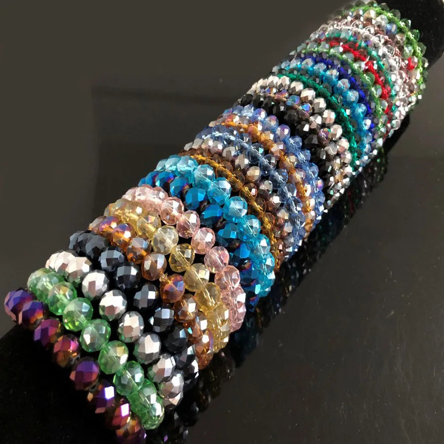 Handmade Women's Rhinestone Glass Crystal Beaded Round Beads Stretch Bracelet Femme Bangle Bracelets Girl Wrap Jewelry-Dollar Bargains Online Shopping Australia