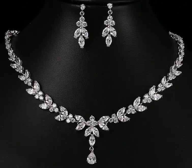 Jewelry Sets For Women Wedding Party Accessories Cubic Zircon Stud Earrings & Necklace Gift-Dollar Bargains Online Shopping Australia