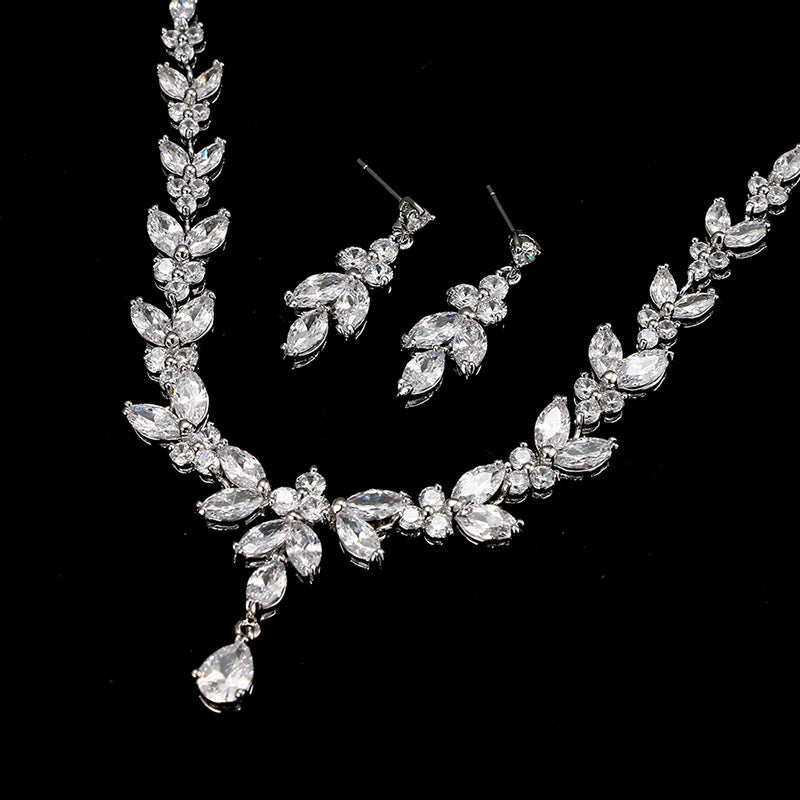 Jewelry Sets For Women Wedding Party Accessories Cubic Zircon Stud Earrings & Necklace Gift-Dollar Bargains Online Shopping Australia