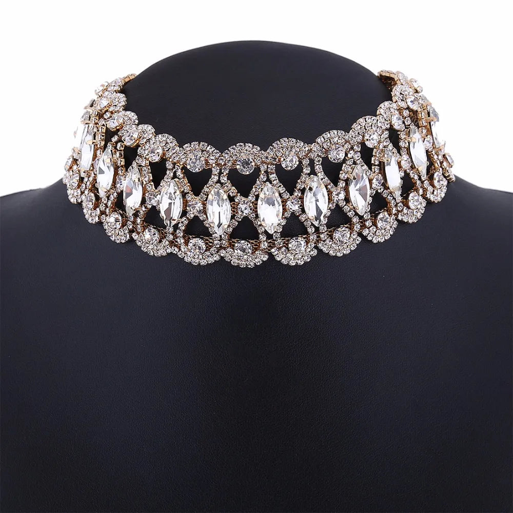 Rhinestone Choker Necklace Statement Necklaces For Women Big Fashion Necklace Collar Party Chunky-Dollar Bargains Online Shopping Australia