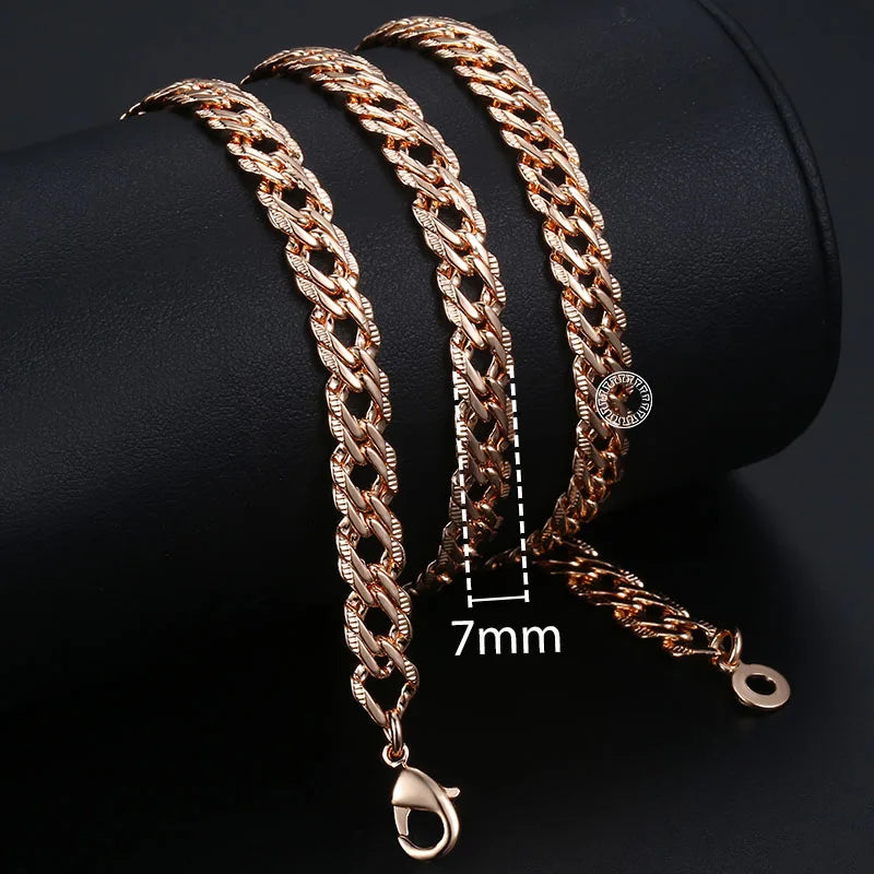 Necklaces for Women Men 585 Rose Gold Color Curb Link Chain Necklace-Dollar Bargains Online Shopping Australia