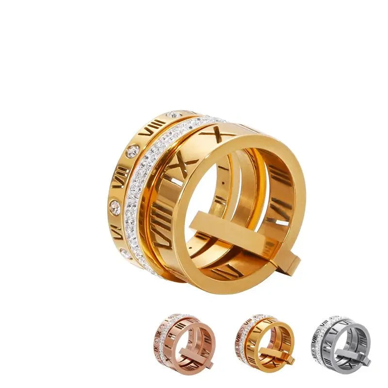 Roman Numerals Engagement Wedding Rings For Women Stainless Steel S Rose Gold Color Ladies Luxury Ring Bohemian Jewellery-Dollar Bargains Online Shopping Australia