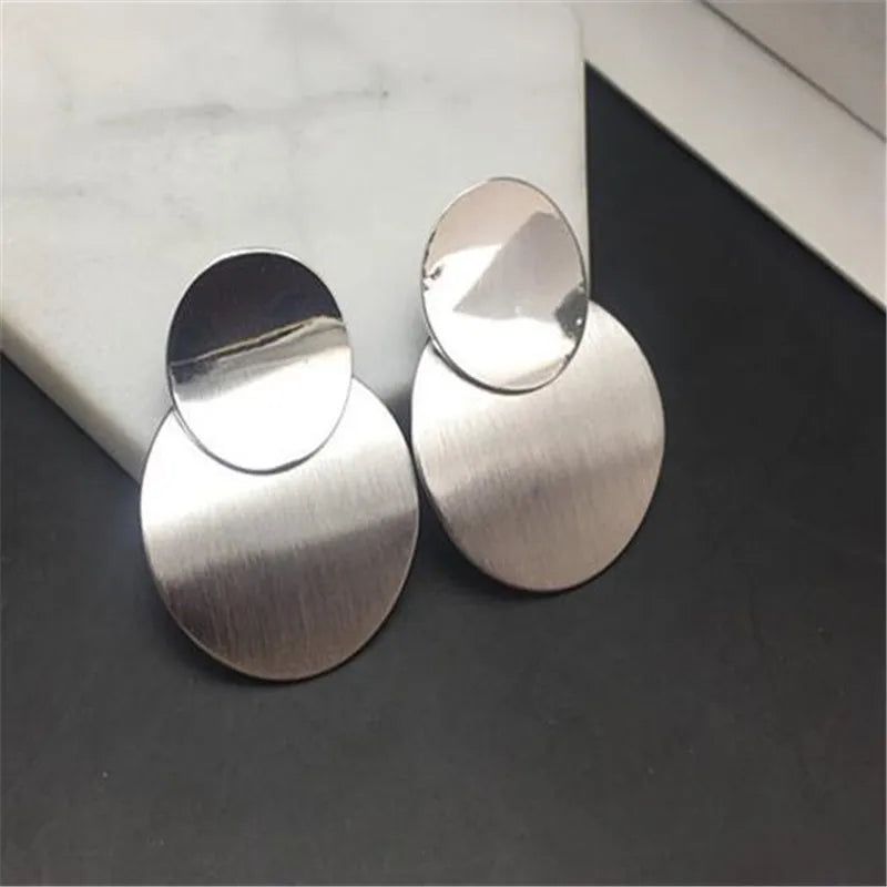 Round Shaped Golden Earrings Simple Metal Vintage Earrings For Women Fashion Jewelry Girls Earring-Dollar Bargains Online Shopping Australia