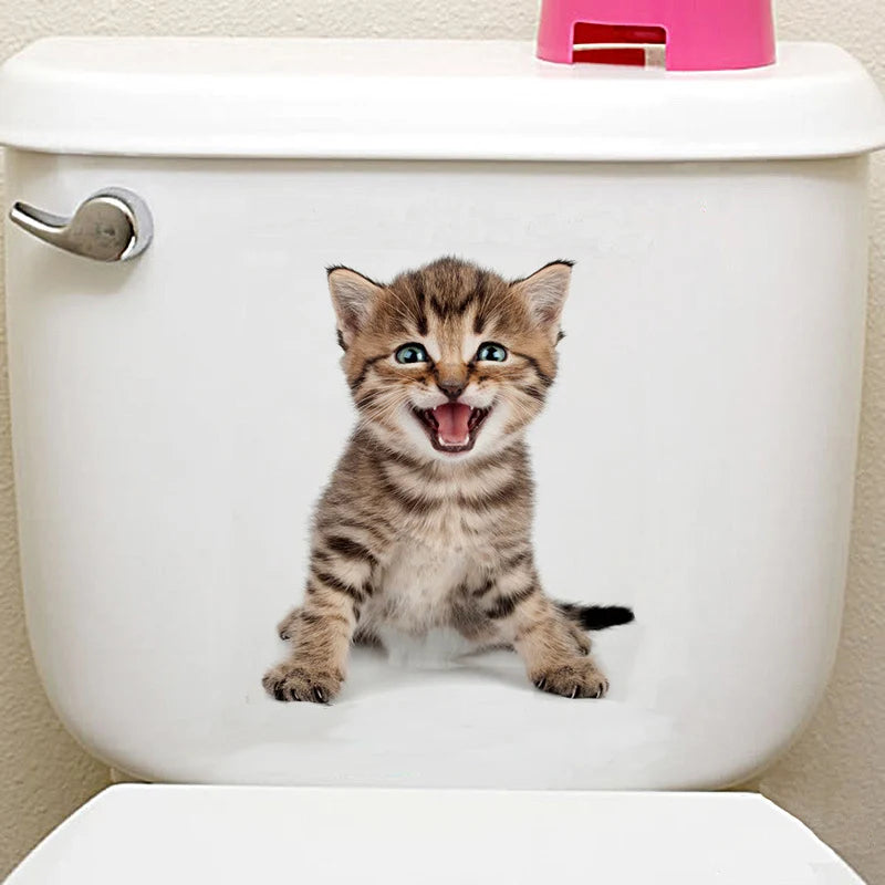 Cats 3D Wall Sticker Toilet Stickers Hole View Vivid Dogs Bathroom For Home Decoration Animals Vinyl Decals Art Wallpaper Poster-Dollar Bargains Online Shopping Australia