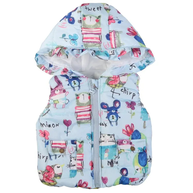 Winter Outerwear Coats Animal Graffiti Thick Princess Girls Vest Hooded Kids Jackets Baby Girl Warm Waistcoat-Dollar Bargains Online Shopping Australia