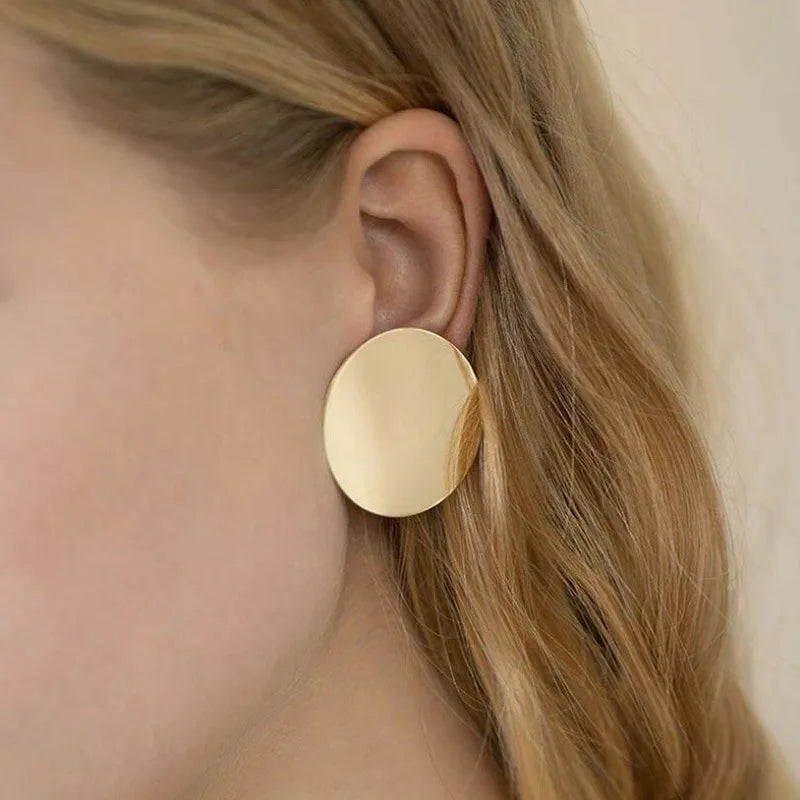 Round Shaped Golden Earrings Simple Metal Vintage Earrings For Women Fashion Jewelry Girls Earring-Dollar Bargains Online Shopping Australia