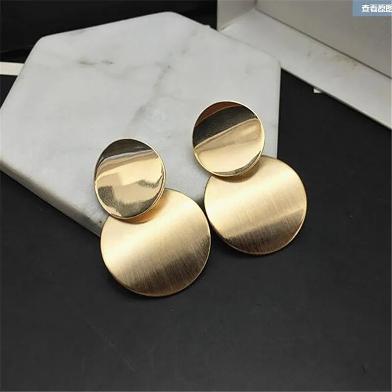 Round Shaped Golden Earrings Simple Metal Vintage Earrings For Women Fashion Jewelry Girls Earring-Dollar Bargains Online Shopping Australia