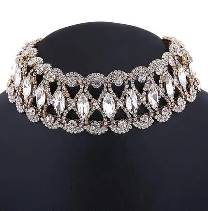 Rhinestone Choker Necklace Statement Necklaces For Women Big Fashion Necklace Collar Party Chunky-Dollar Bargains Online Shopping Australia