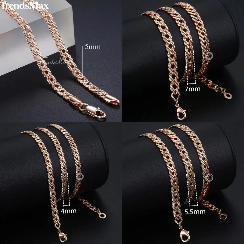 Necklaces for Women Men 585 Rose Gold Color Curb Link Chain Necklace-Dollar Bargains Online Shopping Australia