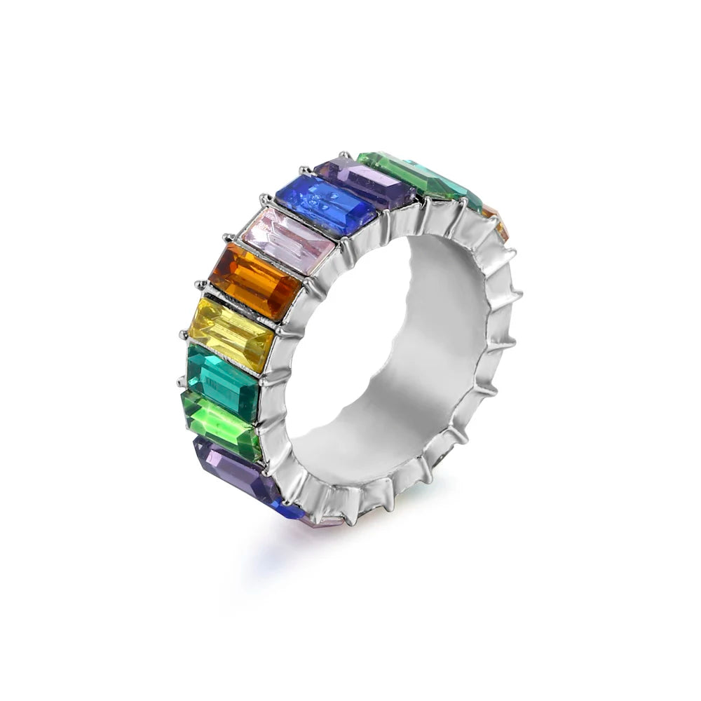 Zircon Crystal Ring For Women Light Luxury Multicolor Fashion Ring Prom Party Gift Statement Jewelry-Dollar Bargains Online Shopping Australia