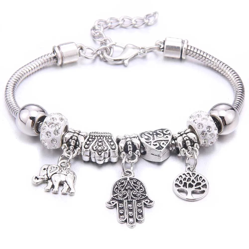 Charm Bracelet & Bangles Jewelry white butterfly Crown Beads Bracelets Brands Bracelets Fit Women Girl Friendship Gift-Dollar Bargains Online Shopping Australia