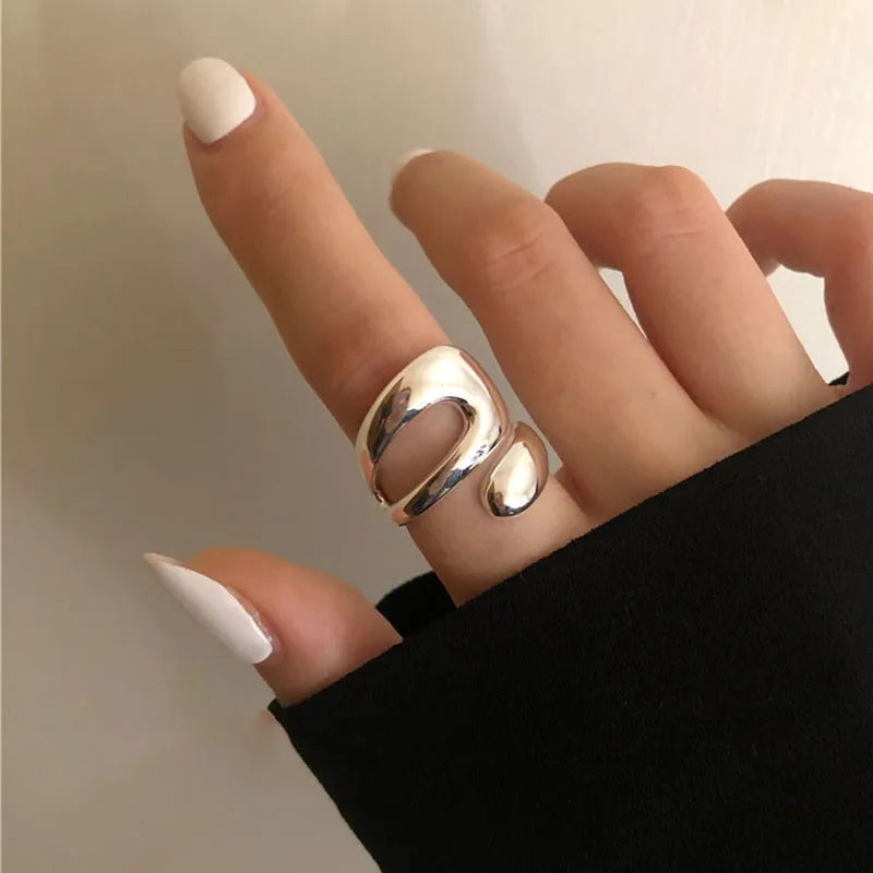 Minimalist Silver Colour Ring for Women Fashion Creative Hollow Irregular Geometric Rings Set Birthday Party Jewelry Gift-Dollar Bargains Online Shopping Australia