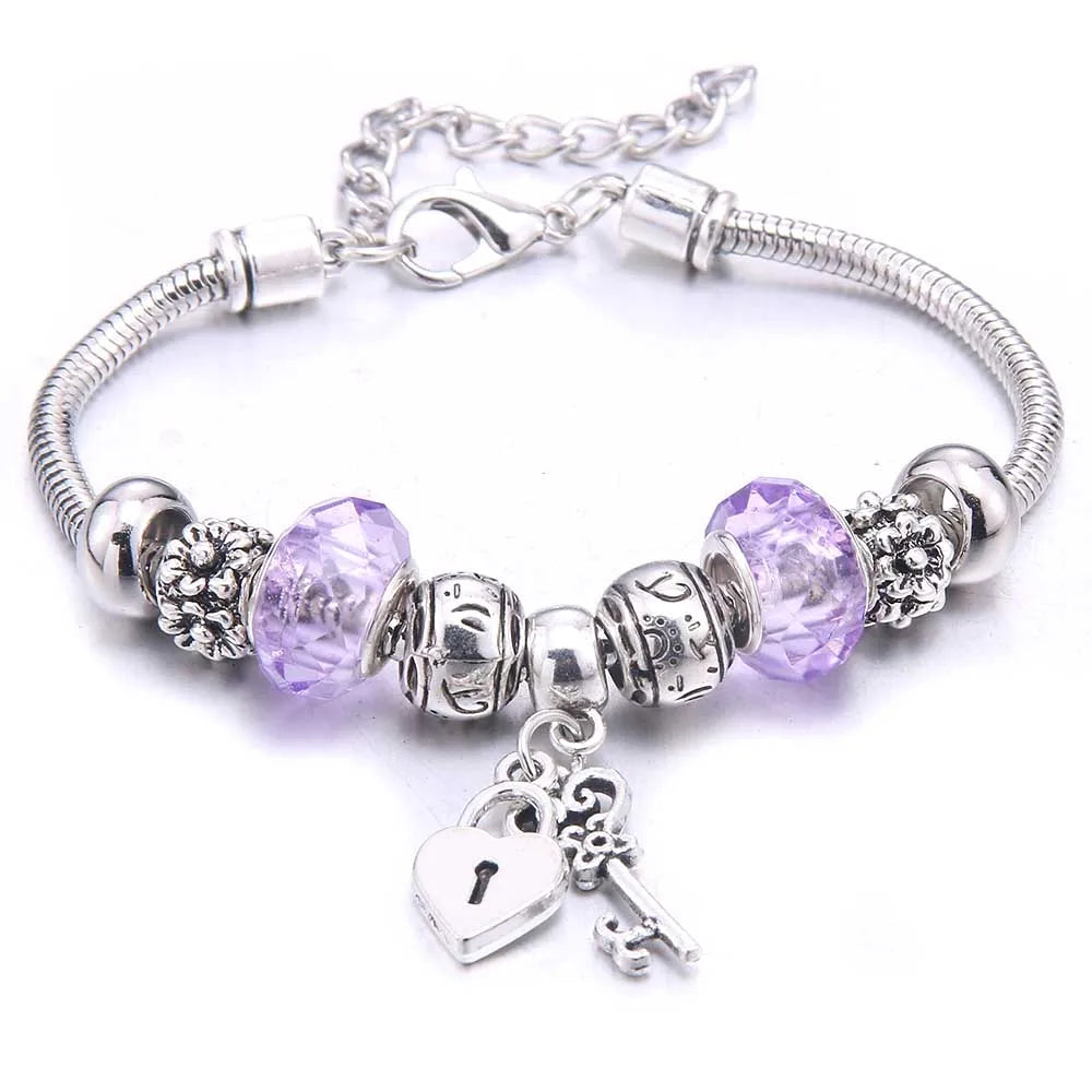 Charm Bracelet & Bangles Jewelry white butterfly Crown Beads Bracelets Brands Bracelets Fit Women Girl Friendship Gift-Dollar Bargains Online Shopping Australia