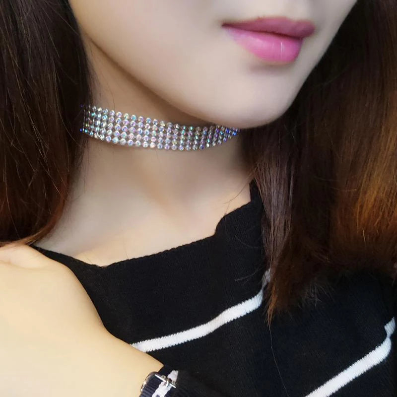 European Style Women Bundle Neck Element Necklace Jewelry Punk Hip Hop Choker Inlay Rhinestone Collar Gift-Dollar Bargains Online Shopping Australia