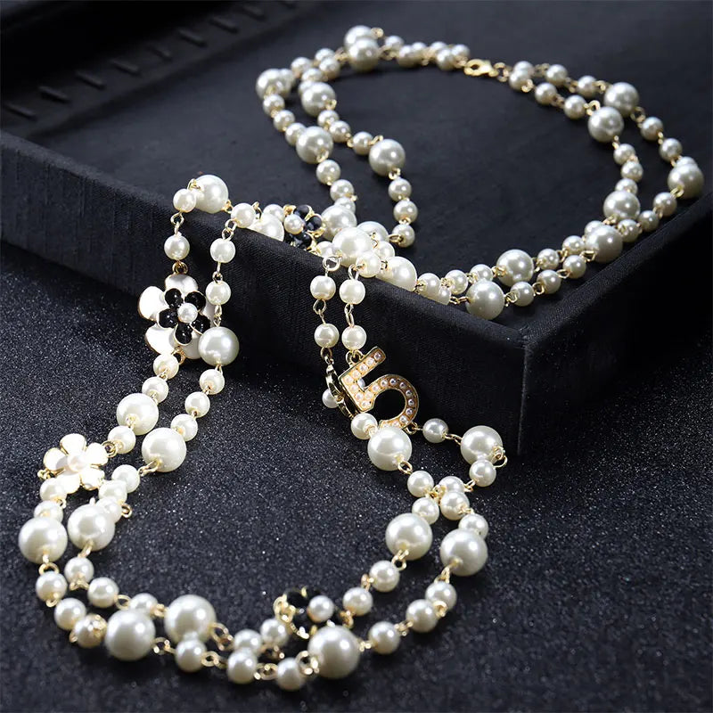 long pendants layered Camellia pearl necklace flower party jewelry-Dollar Bargains Online Shopping Australia