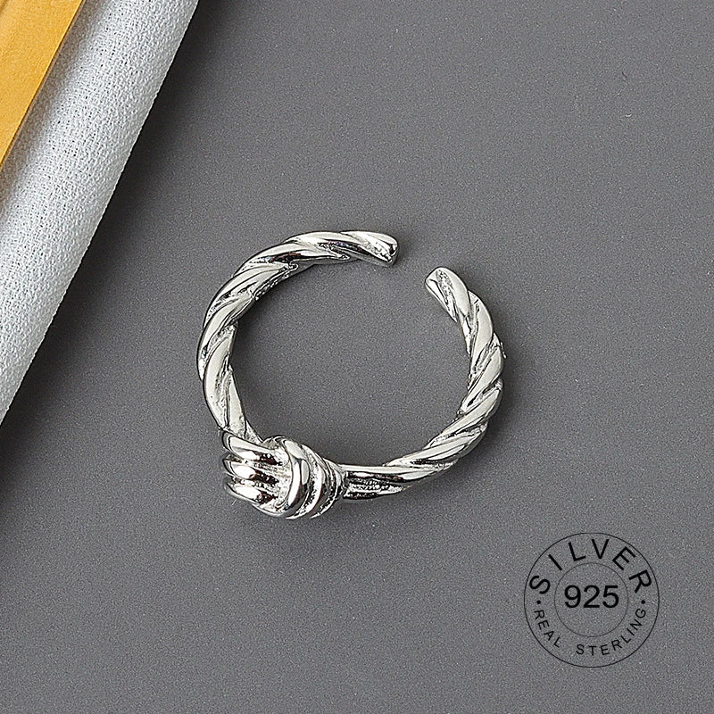 Silver Open Ring Women Niche Irregular Wave Sand Surface Wide Noodle Original Party Birthday Gift-Dollar Bargains Online Shopping Australia