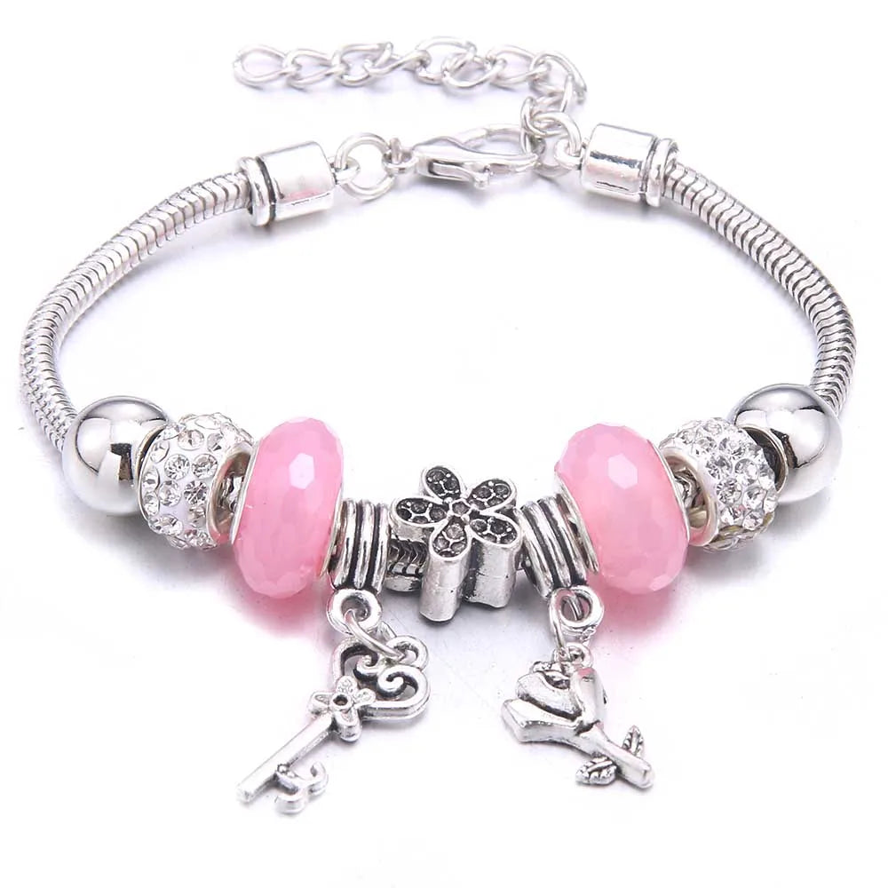 Charm Bracelet & Bangles Jewelry white butterfly Crown Beads Bracelets Brands Bracelets Fit Women Girl Friendship Gift-Dollar Bargains Online Shopping Australia